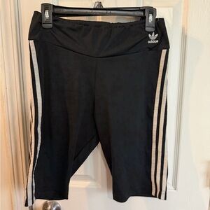 adidas Black Bike Shorts with White Side Stripes